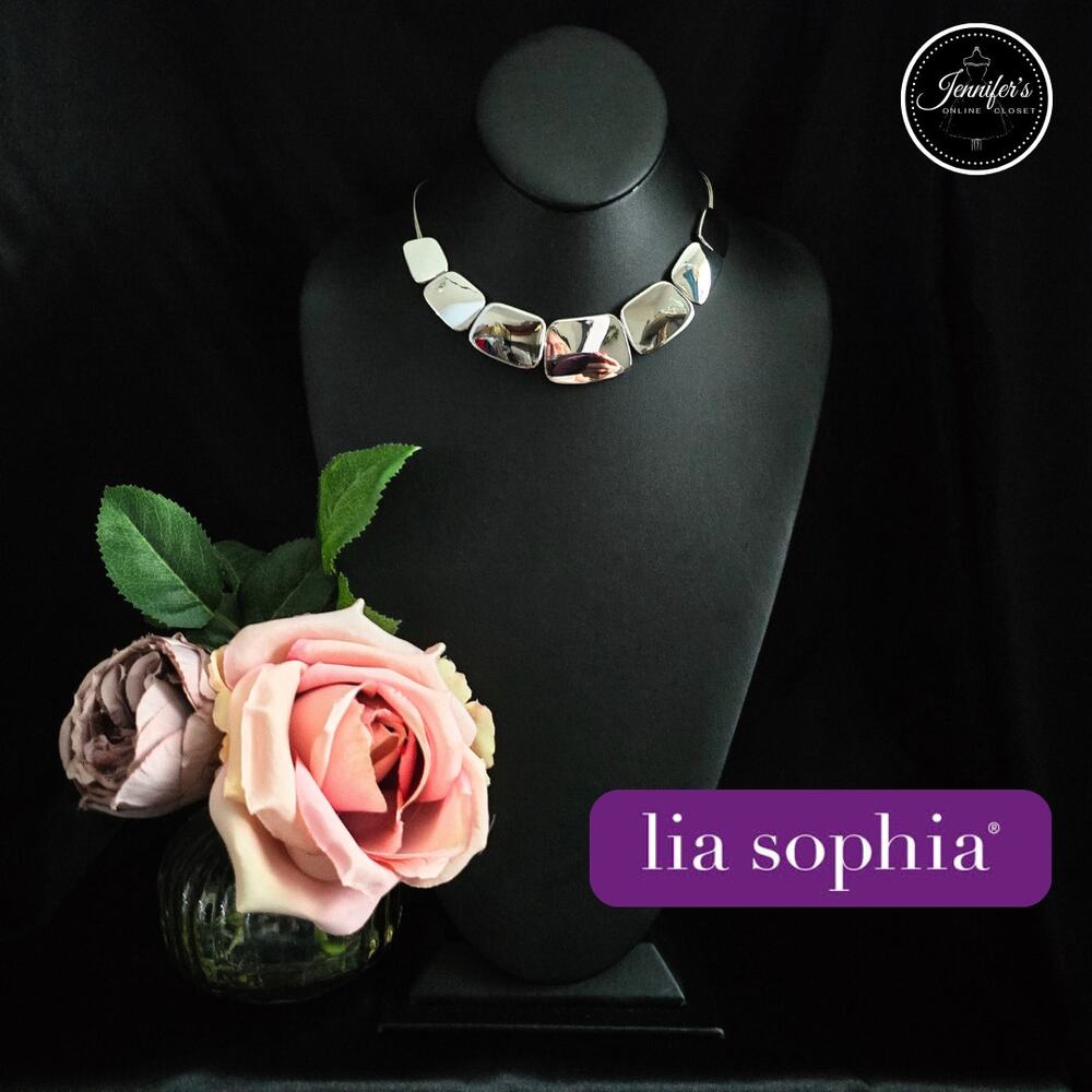 Lia Sophia "Silverado" Polished Silver Tone Statement Choker Necklace